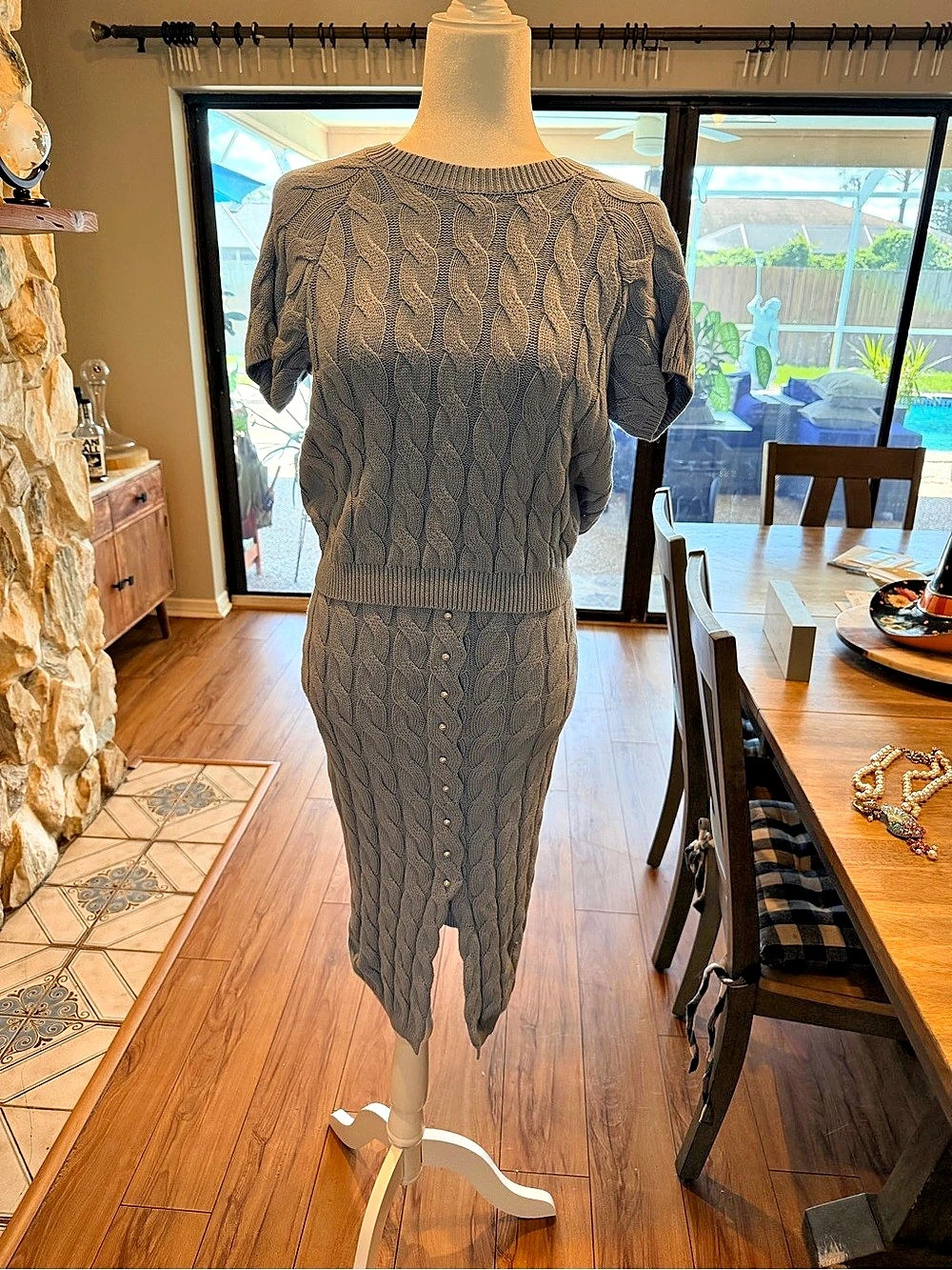 NAADAM Cable Knit Two-Piece Set in Blue Size Small NWOT. Absolutely beautiful!
